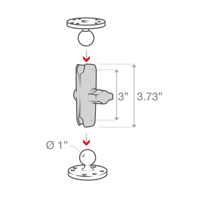 RAM Double Socket Arm - B Size Medium