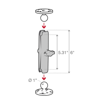 RAM Double Socket Arm - B Size Long