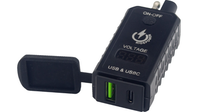 RidePower SAE to USB-C/USB Adapter Digital Voltage Indicator