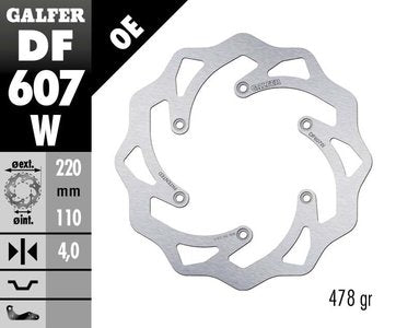 Galfer 220mm Rear Solid Mount Wave Rotor KTM MX/END 1993-2012